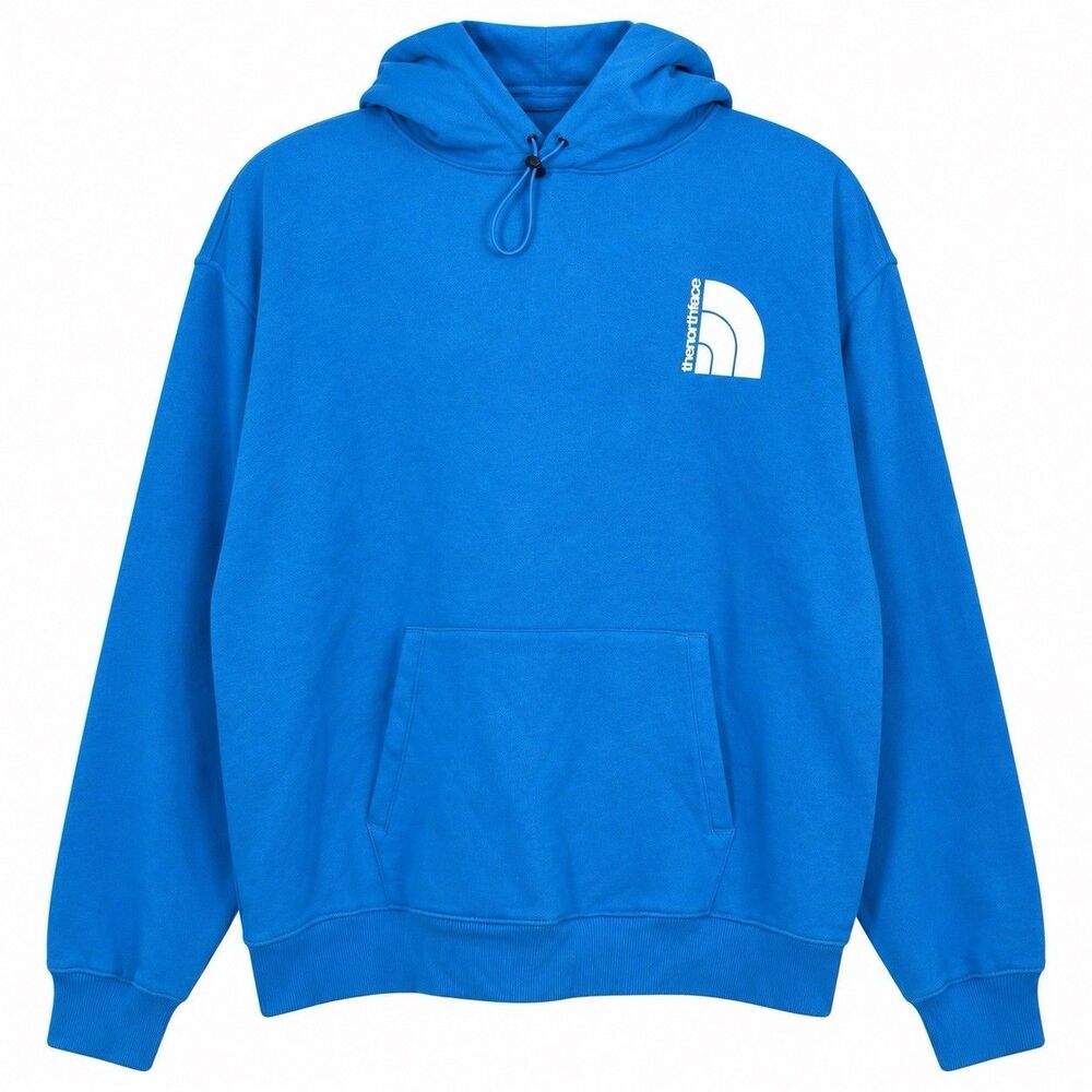The North Face Coordinates Hoodie Women Large Acoustic Blue Pullover NWT Logo